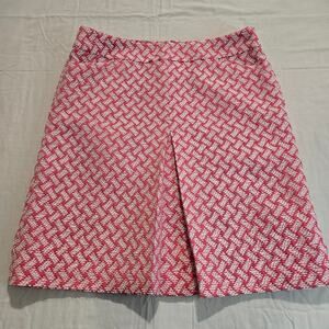Talbots Kick Pleated A-line Wool Blend Skirt Size 10 Coral/Cream Career Preppy